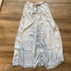 Full length chambray denim skirt